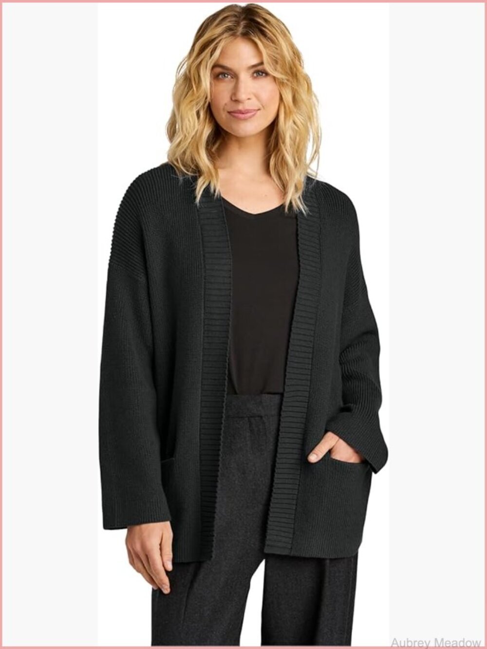 Open Front Cardigan Sweater for Women Half Shaker Stitch Knit Casual Work